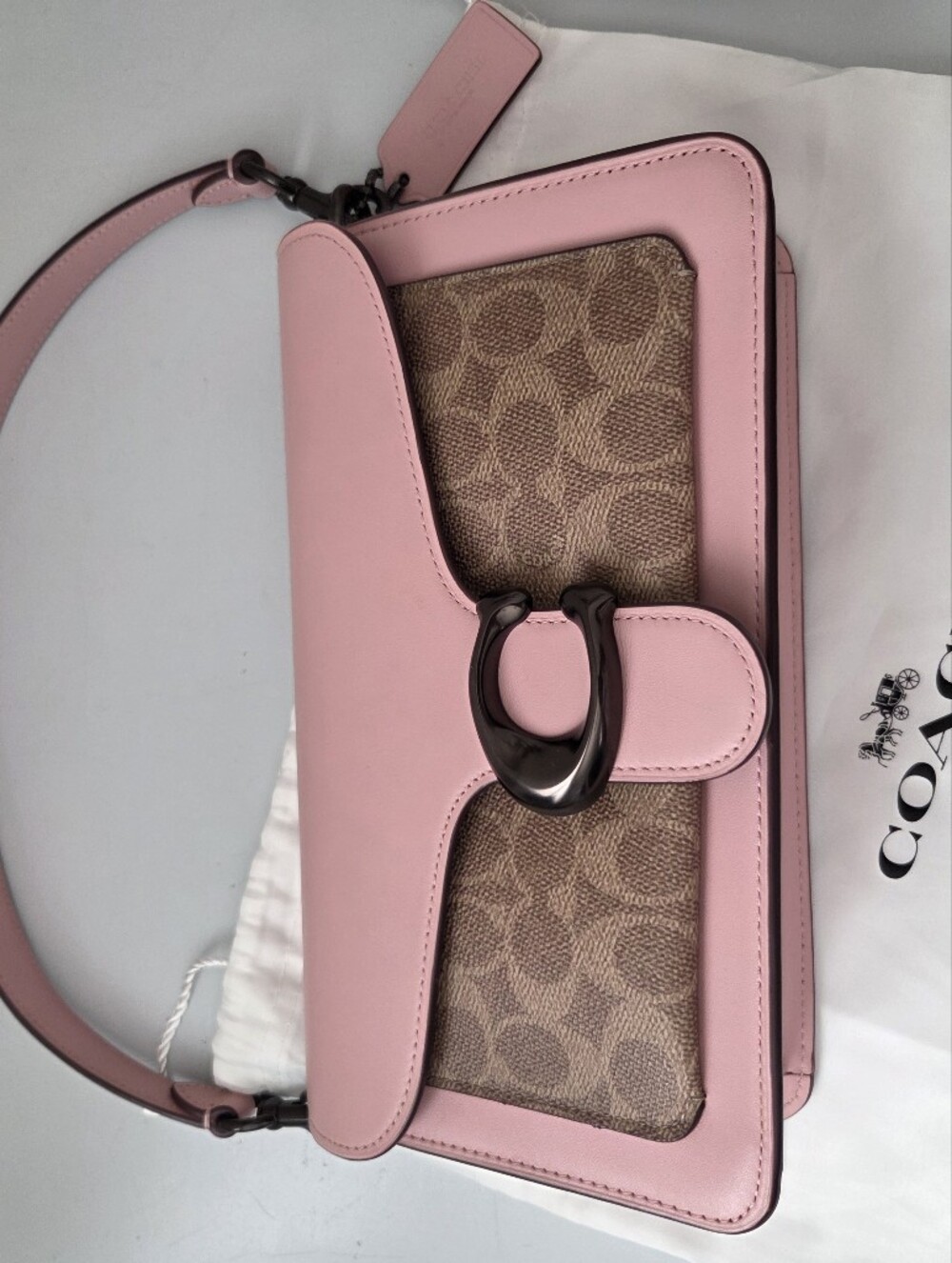 Coach Tabby 26 Leather & Signature Coated Canvas Shoulder Bag Pink/Tan - Picture 10 of 11